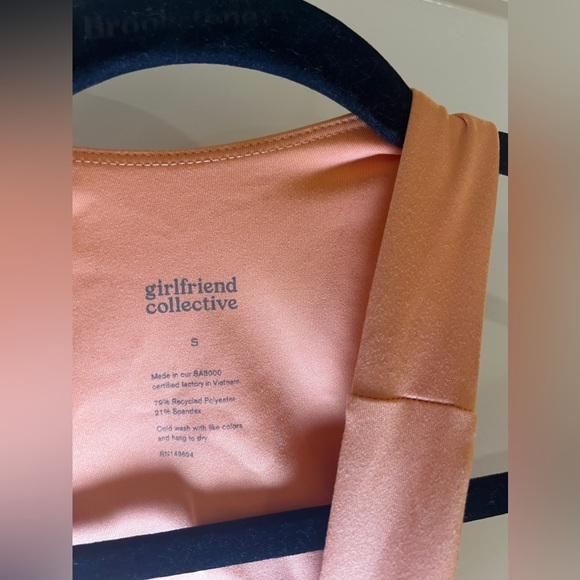 Girlfriend Collective Dylan Sports Bra Tank High Neck Racerback Mustard Size S - Picture 4 of 9